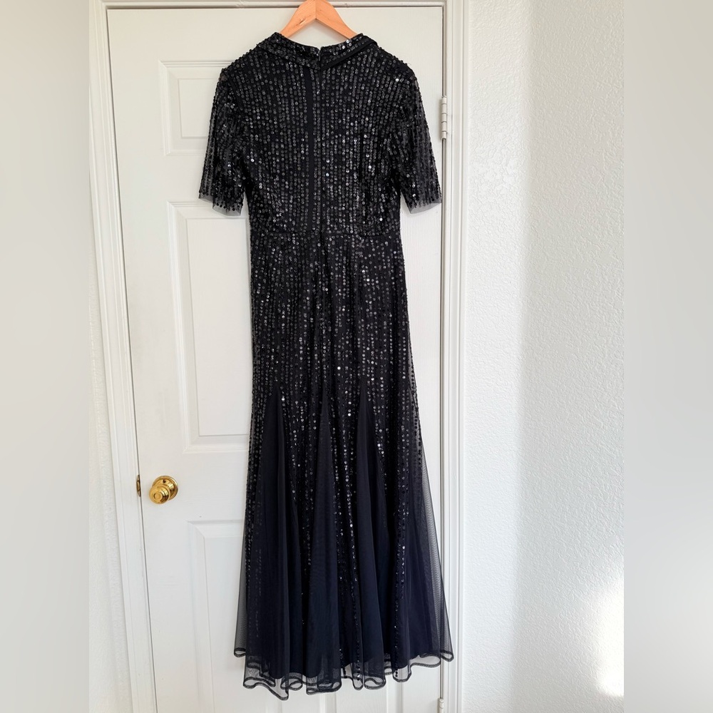 Adrianna Papell Tuxedo Sequin Gown Black Tie Size 10 - Picture 6 of 8